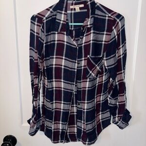 Miami Navy and Burgundy Plaid Shirt